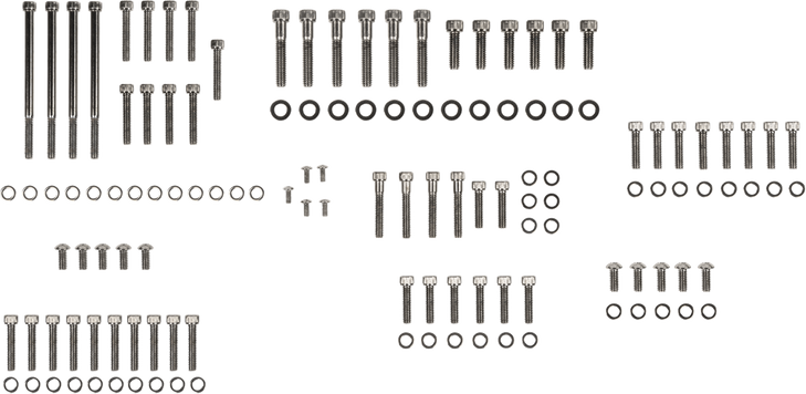 Drag Specialties Bolt Kit - Complete Motor - Knurled/Socket-Head - Black/Chrome - '07-'17 Softail/Dyna