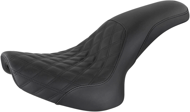 Saddlemen Profiler Seat - Front Lattice/Rear Smooth - Black - Softail 800-01-149
