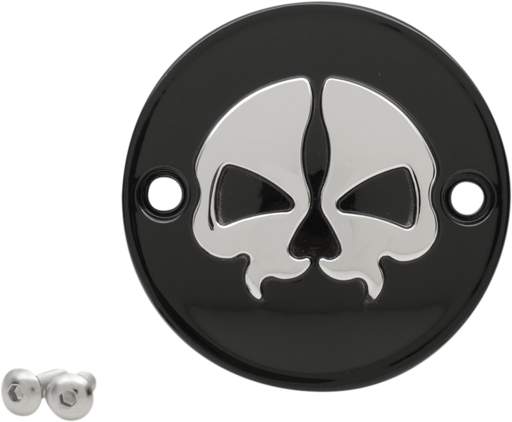 Drag Specialties Points Cover - Black - Chrome Skull - 2 Hole - M8
