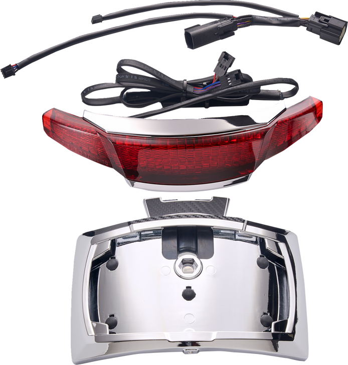 Ciro Taillight/License Plate Holder - Red Lens - Chrome 40373