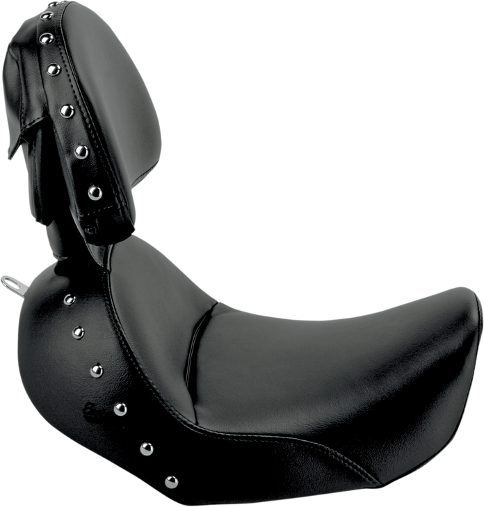 Saddlemen Heels Down Solo Seat - With Backrest - Studded - Black - Dyna 806-04-0031