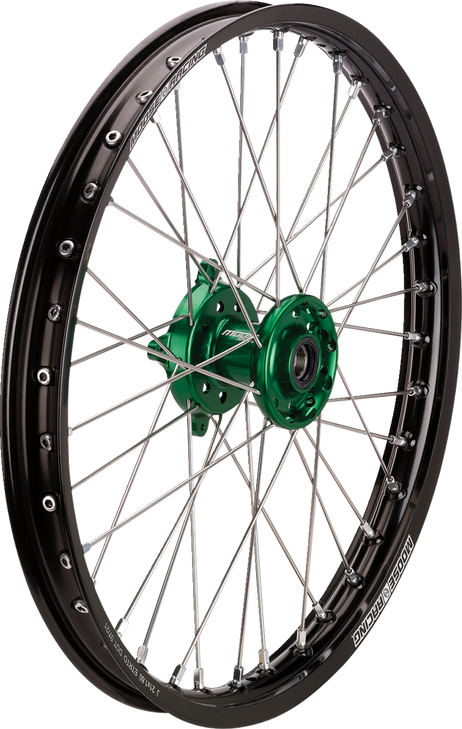 Moose Racing Wheel Assembly - Sx-1 - Complete - Front - Black Wheel/Green Hub - 21X1.6 - Kawasaki Kfn-16021-Bkgn