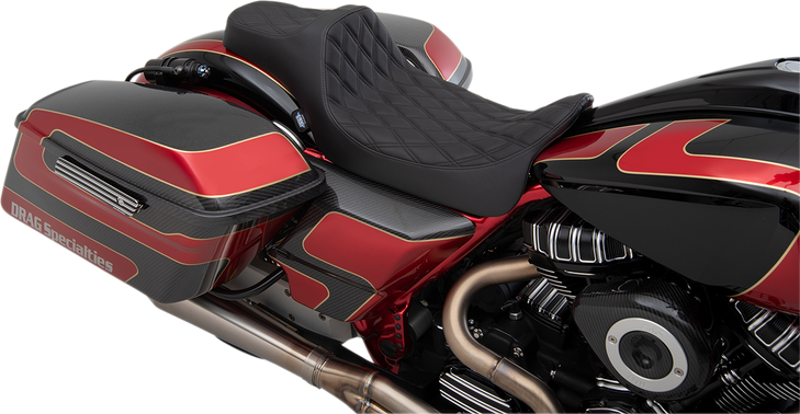 Drag Specialties Predator Iii Seat - Extended Reach - Double Diamond - Black Stitching - Fl '08-'23