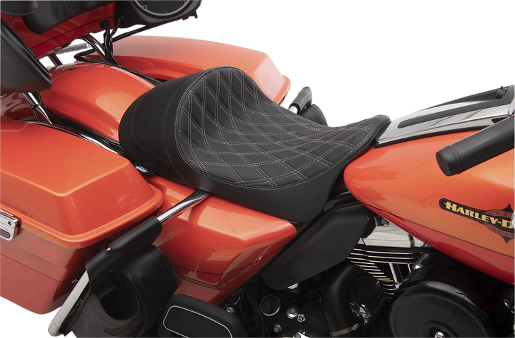 Drag Specialties Forward Low Solo Seat - Diamond - Silver Stitched - Fl '08-'23