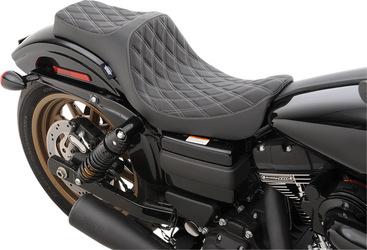 Drag Specialties Predator Iii Seat - Double Diamond - Silver Stitching - Fxd/Fld '06-'17