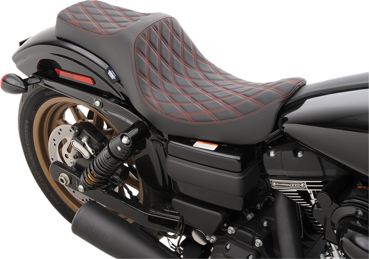 Drag Specialties Predator Iii Seat - Double Diamond - Red Stitching - Fxd/Fld '06-'17