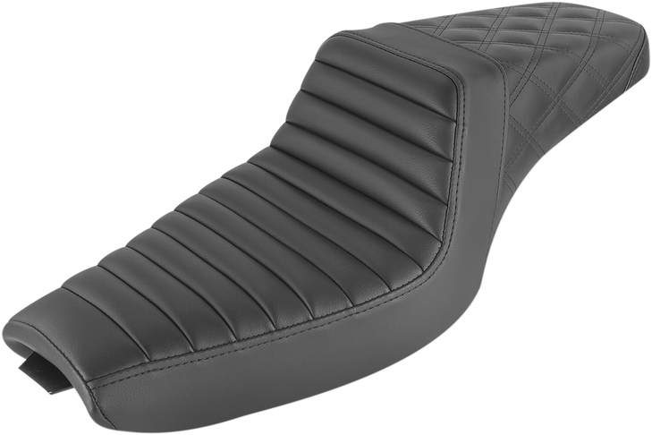 Saddlemen Step-Up Seat - Front Tuck-N-Roll/Rear Lattice Stitch - Black 807-03-176