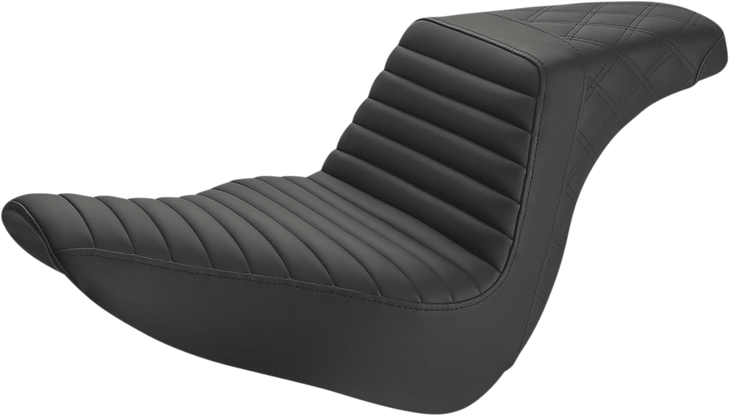 Saddlemen Step-Up Seat - Front Tuck-N-Roll/Rear Lattice Stitch - Black 818-29-176