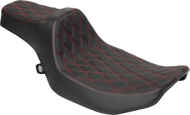 Drag Specialties Seats Extended Reach Predator Iii Set - Vinyl - Red Double Diamond Stitch - Flt/Flh '23-'24