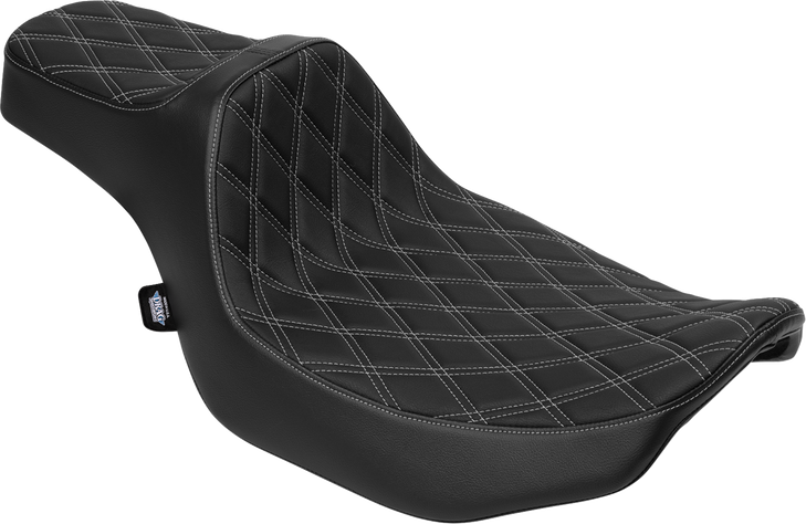 Drag Specialties Seats Extended Reach Predator Iii Set - Vinyl - Silver Double Diamond Stitch - Flt/Flh '23-'24