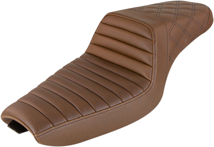 Saddlemen Step-Up Seat - Front Tuck-N-Roll/Rear Lattice Stitch - Brown 807-03-176Br
