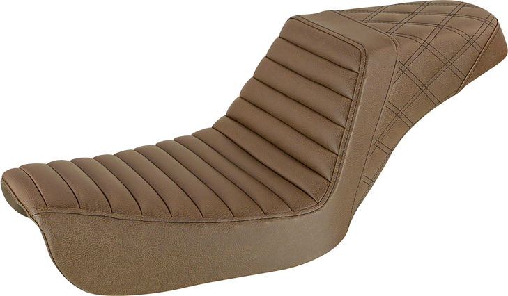 Saddlemen Step-Up Seat - Front Tuck-N-Roll/Rear Lattice Stitch - Brown - Fxd 804-04-176Br
