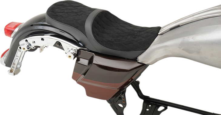 Drag Specialties Low Touring Seat - Diamond - Ness Winged Tanks - Fl '08-'23