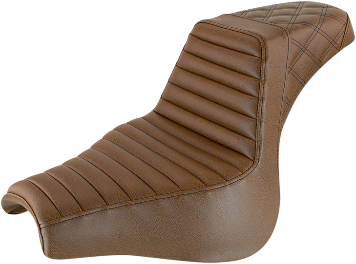 Saddlemen Step-Up Seat - Front Tuck-N-Roll/Rear Lattice Stitch - Brown 818-28-176Br
