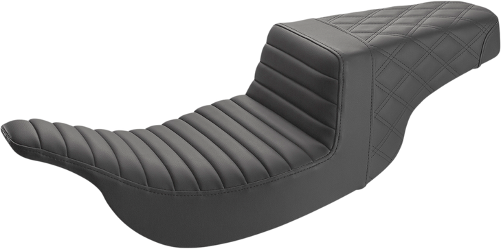 Saddlemen Step-Up Seat - Front Tuck-N-Roll/Rear Lattice Stitch - Black 897-07-176