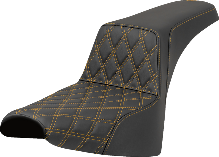 Saddlemen Step-Up Seat - Front Lattice Stitch - Gold Stitch - Fxst/Fxbb '18-'25 818-30-17207