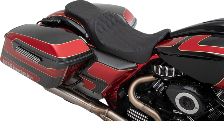 Drag Specialties Predator 2-Up Seat - Double Diamond - Black Stitching - Fl '08-'23