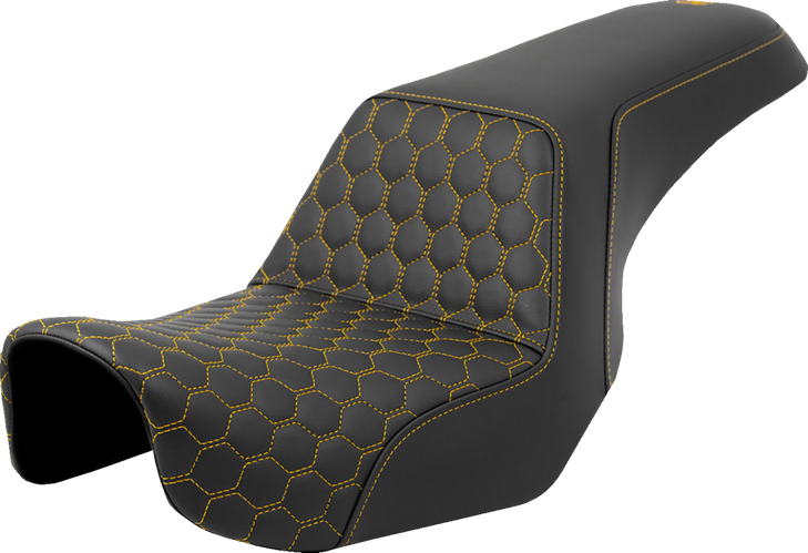 Step-Up Seat - Honeycomb - Gold Stitching - Dyna '06-'17 806-04-17707