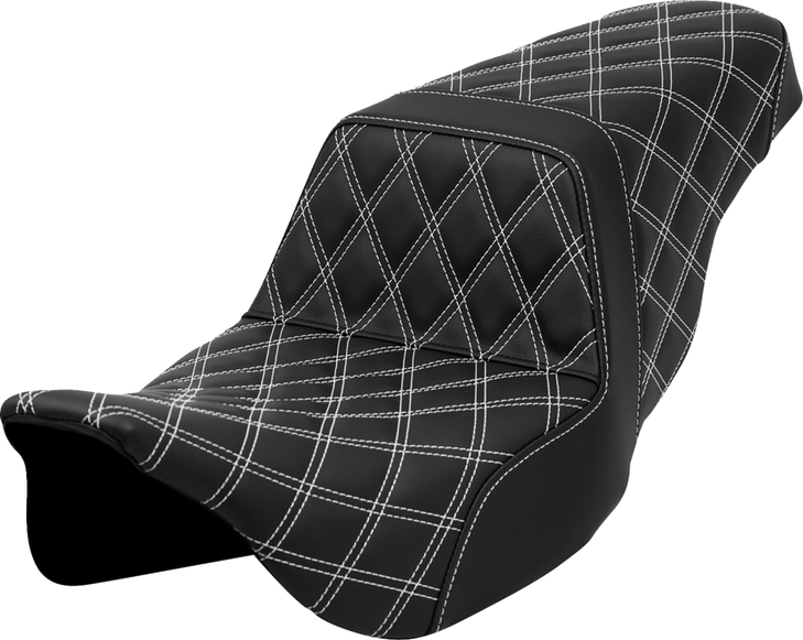 Step-Up Seat - Lattice Stitch - White Stitch - Flh/Flt '08-'23 808-07B-17506