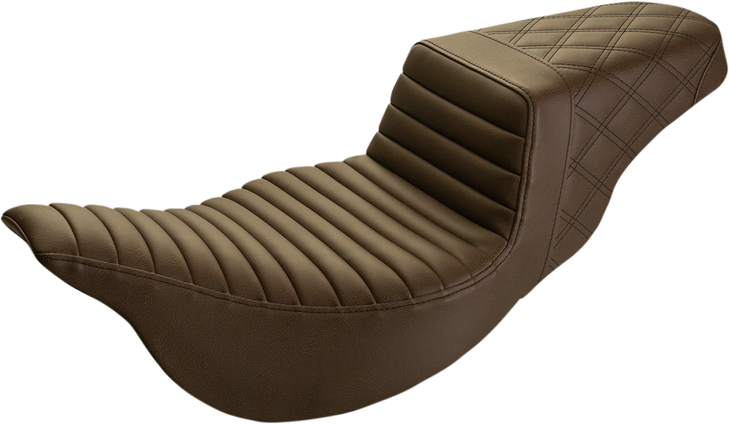 Saddlemen Step-Up Seat - Extended Reach - Front Tuck-N-Roll/Rear Lattice Stitch - Brown - Fl '08-'23 808-07B-176Brex