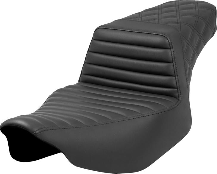 Step-Up Seat - Front Tuck-N'-Roll/Rear Lattice Stitch - Black - Road Glide/Street Glide 823-07-176