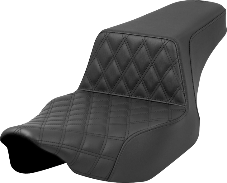 Step-Up Seat - Front Lattice Stitch - Black - Extended Reach - Street Glide/Road Glide 823-07E-172
