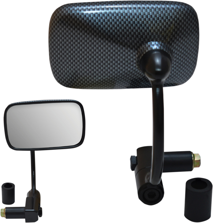 Parts Unlimited Mirror - Bar End - Rectangular - Carbon Look - 7/8"