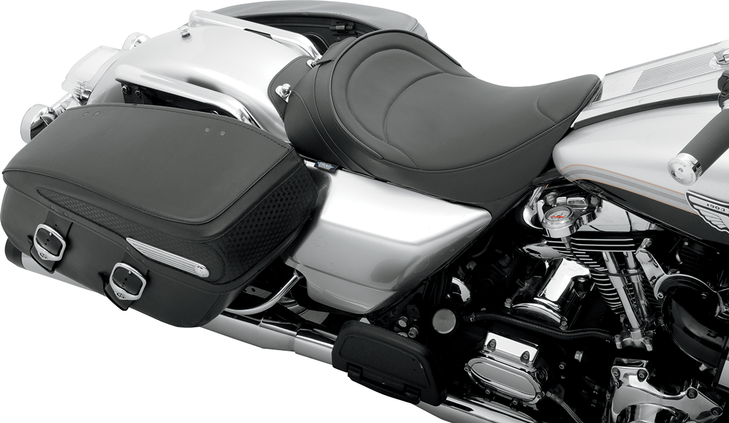 Drag Specialties Solo Seat - Mild Stitched - Driver Backrest - Flh '97-'07