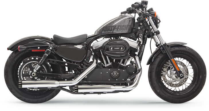 Bassani Xhaust Firepower Series Slip-On Mufflers - Chrome/Black - Fluted - Sportster 1X27T