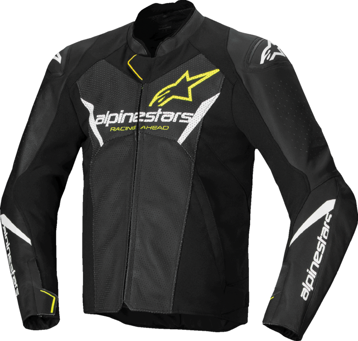 Faster V3 Airflow Leather Jacket - Black/White/Yellow Fluo - Us 48 / Eu 58 3103625-125-58