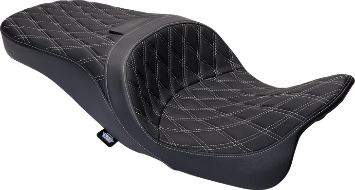 Drag Specialties Freedom Seat - Vinyl - Double Diamond Silver Stitch - Flh '09-'23