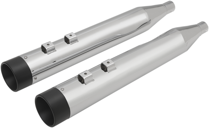 Drag Specialties 4" Slip-On Mufflers With Billet End Caps - Chrome/Black