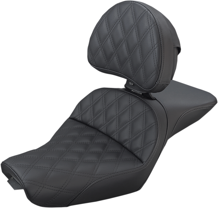 Saddlemen Explorer Seat - With Backrest - Lattice Stitched - Black - Xl '04-'20 807-03-030Ls
