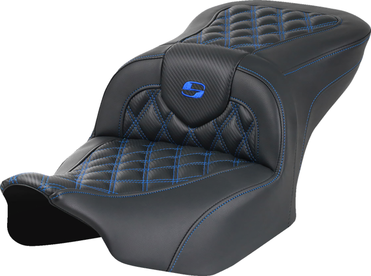 Roadsofa Seat - Without Backrest - Carbon Fiber - Lattice Stitch - Blue Stitch - Fltr/Flhx '23-'24 823-07-20601