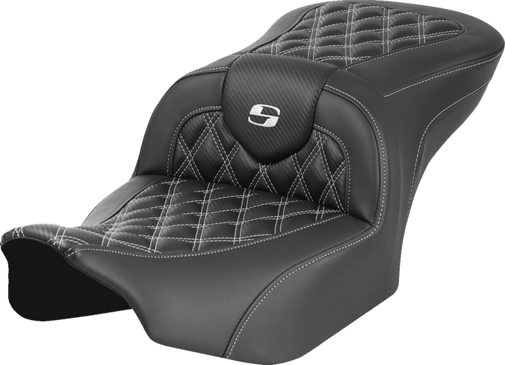 Roadsofa Seat - Without Backrest - Carbon Fiber - Lattice Stitch - White Stitch - Fltr/Flhx '23-'24 823-07-20606