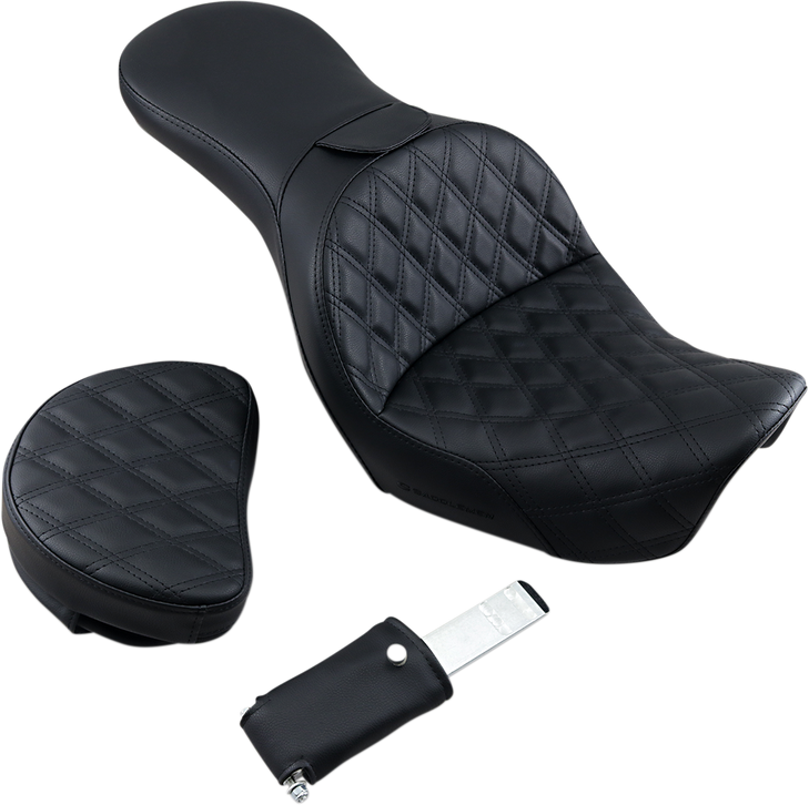 Saddlemen Explorer Seat - With Backrest - Lattice Stitched - Black - Fxd 806-04-030Ls