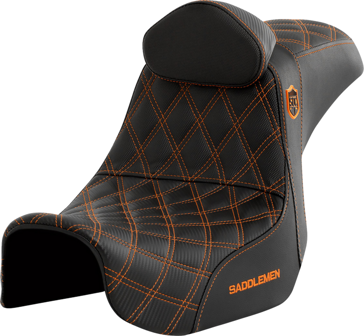 Pro Series Sdc Performance Seat - With Backrest - Orange Stitch - Dyna '06-'17 Sc80604Orart