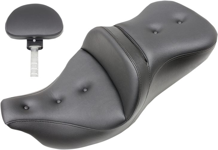 Saddlemen Pillow-Top Roadsofa Seat - With Backrest - Black - Flh/Flt '08-'23 808-07B-181Br