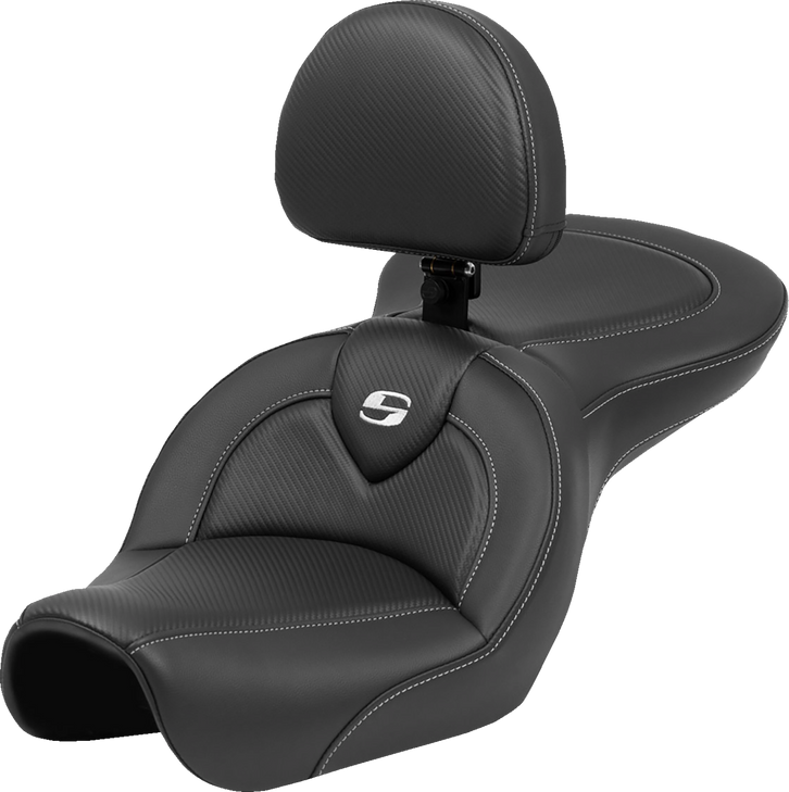 Roadsofa Seat - Carbon Fiber - Black Stitch - With Backrest - Fl '04-'05 804-04-185Br