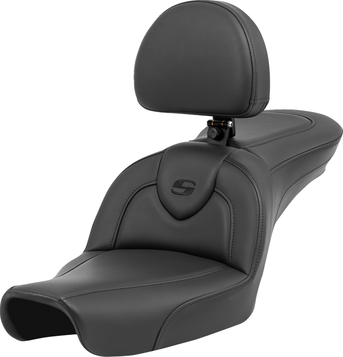 Saddlemen Roadsofa Seat - With Backrest - Black/Black Stitching - Fxd '96-'03 896-04-187Br
