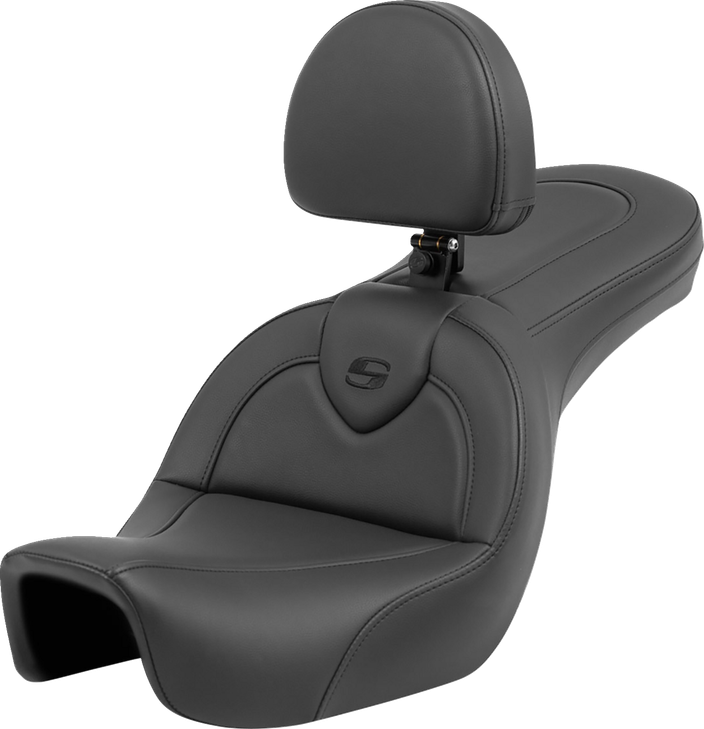 Saddlemen Roadsofa Seat - With Backrest - Black/Black Stitching - Fxd '06-'17 806-04-187Br