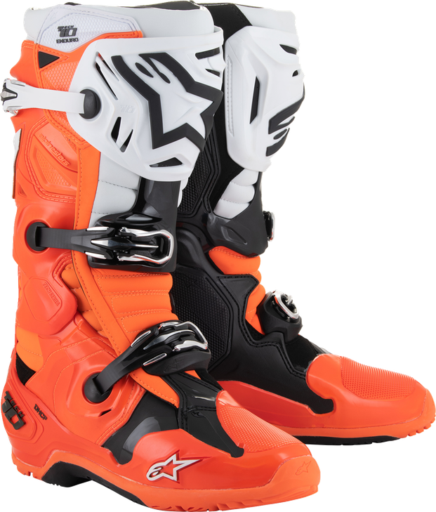 Tech 10 Enduro Boots - Fluorescent Orange/Black/White - Us 12 2010025-4512-12