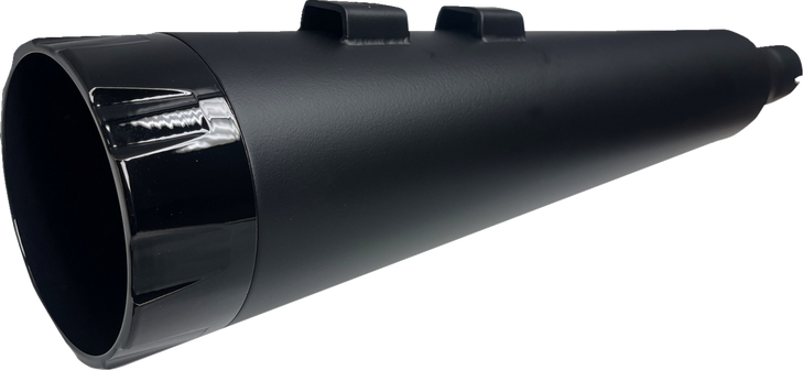 Bassani Xhaust 4-1/2" Straight Can Slip-On Mufflers - Black With Black End Cap - Twin Cam Touring 1F744B