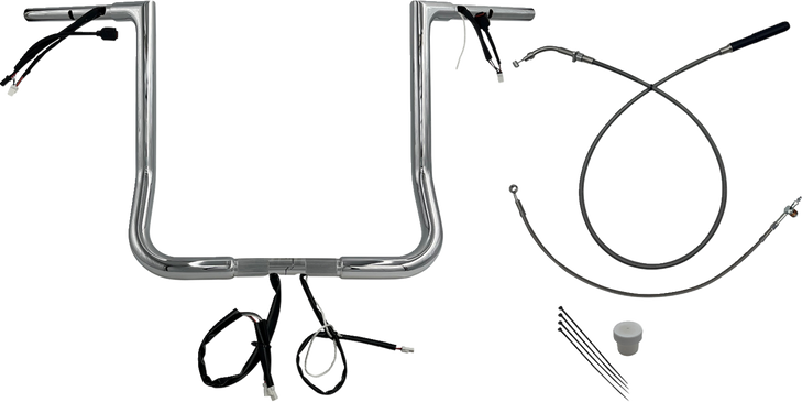 Fat Baggers Inc. Ez Install Wired Handlebar Kit - 1-1/4" - Flat Top - 16" - Chrome 749016