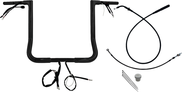 Fat Baggers Inc. Ez Install Wired Handlebar Kit - 1-1/4" - Flat Top - 16" - Black 749016-B