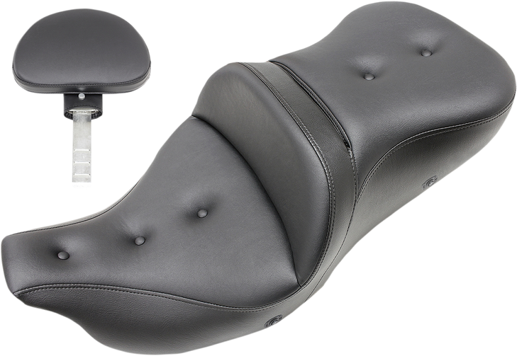 Saddlemen Pillow-Top Roadsofa Seat - With Backrest - Heated - Black - Flh/Flt '08-'23 808-07B-181Brhc