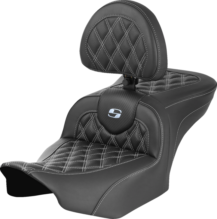 Roadsofa Seat - With Backrest - Carbon Fiber - Lattice Stitch - Silver Stitch - Fltr/Flhx '23-'24 823-07-206B5