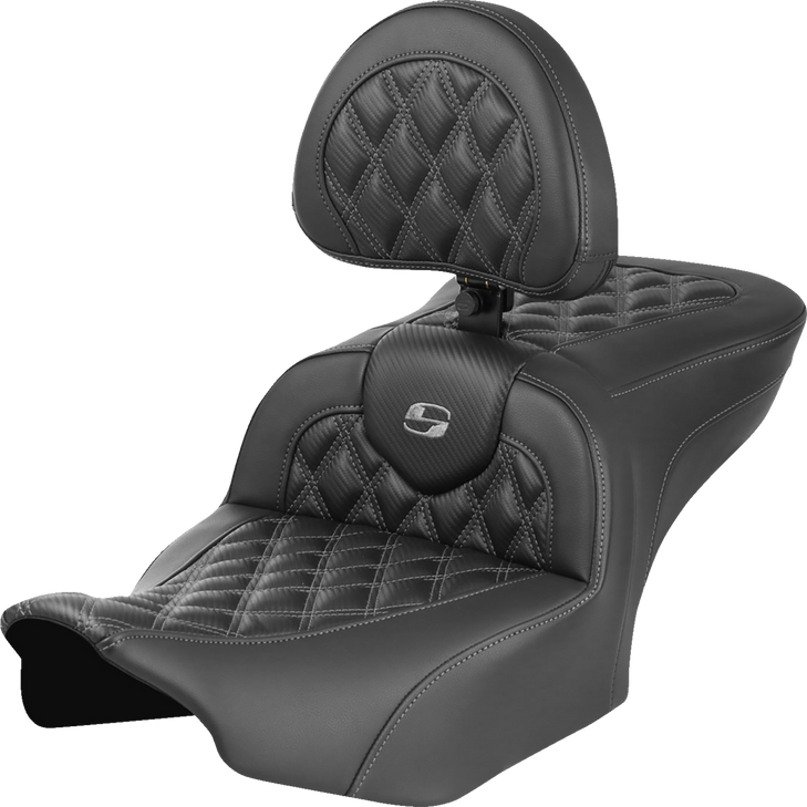 Roadsofa Seat - With Backrest - Carbon Fiber - Lattice Stitch - Gray Stitch - Fltr/Flhx '23-'24 823-07-206B2