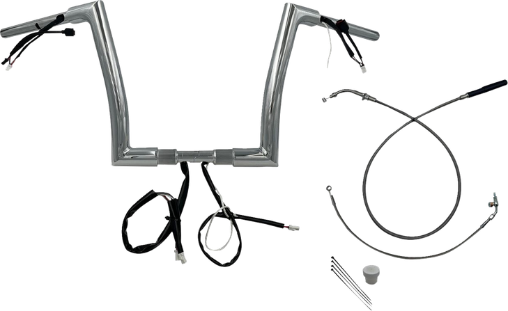 Fat Baggers Inc. 1-1/2" Ez Install Flat Top Handlebar - 12" - Chrome 649912