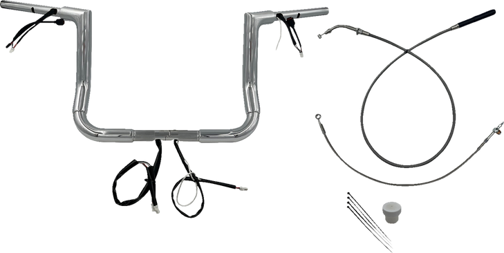 Fat Baggers Inc. 1-1/2" Ez Install Flat Top Handlebar - 12" - Chrome 649012